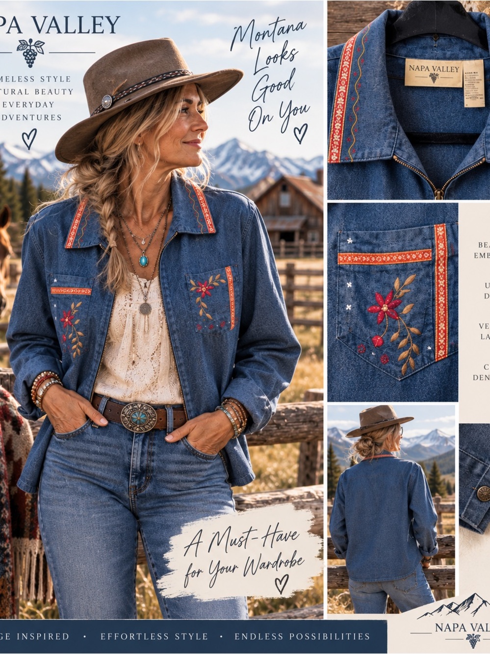 Napa Valley lightweight Denim Shirt Size Medium Petite
